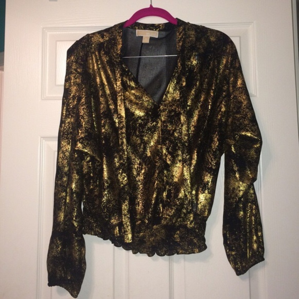 Michael Kors Gold Black Metallic Blouse 🖤